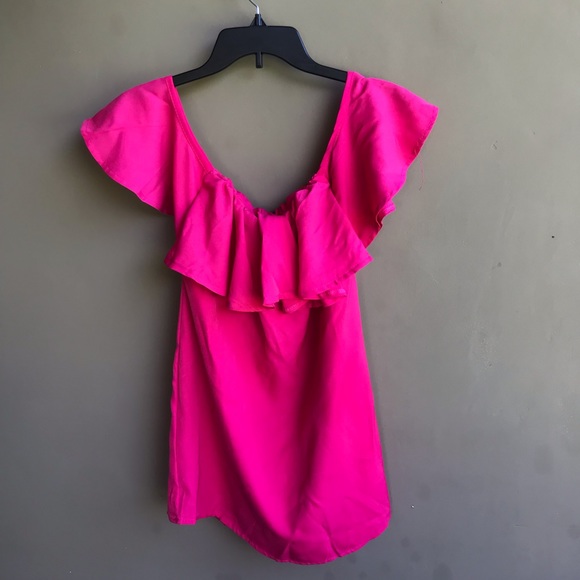 hot pink ruffle top